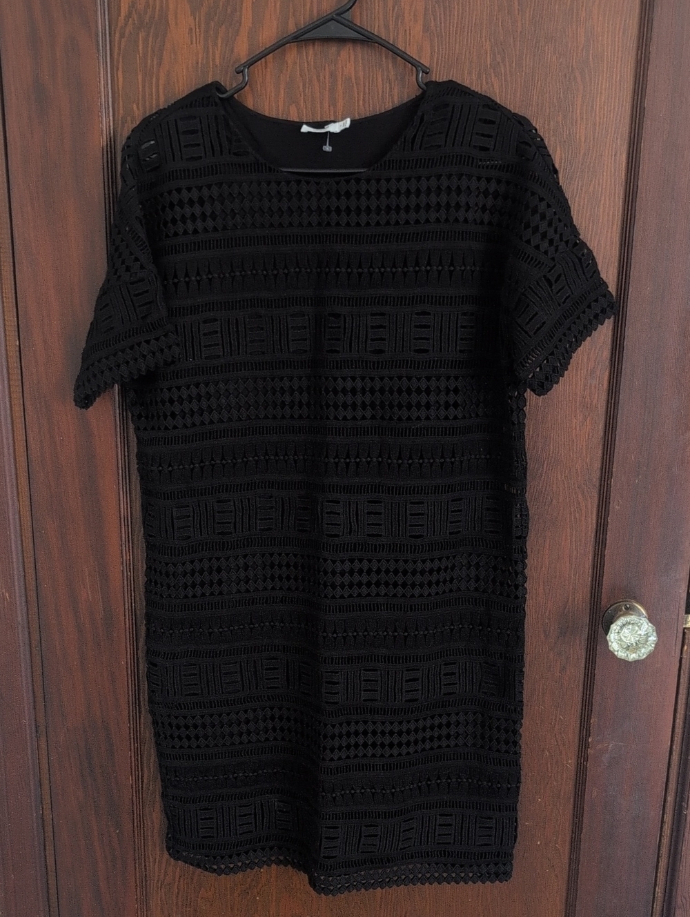 Vince Black Crochet Mini Dress
